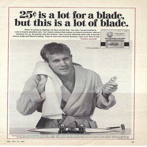 1967 Eversharp Double Edge Blades 25 Cent Blade Vintage Magazine Print Ad/Poster